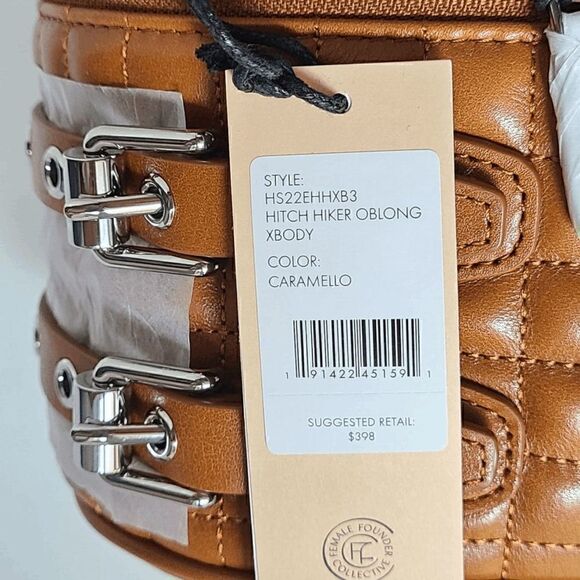NWT REBECCA MINKOFF Hitch Hiker Oblong Moto Caramel Crossbody Handbag MSRP $398 - Picture 10 of 16